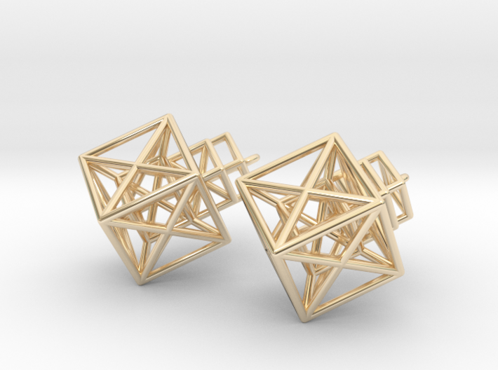 Entangled Hypercube Dangle Earring 3d printed