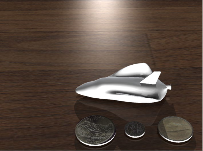 Lifting Body Space Shuttle 1/144 3d printed White Strong and Flexible. This is a rendering. Coins not included :)