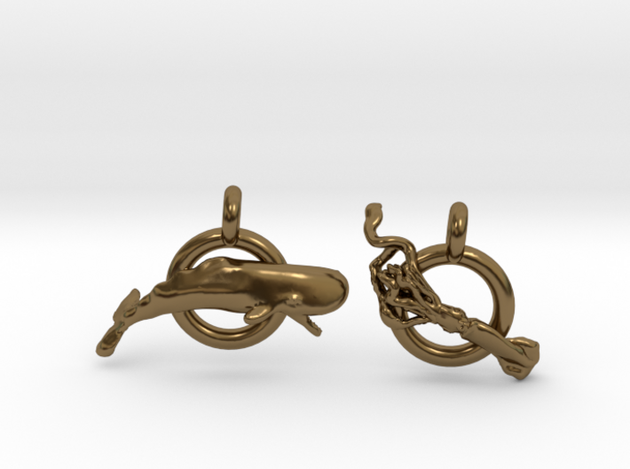 Whale V Squid earrings 3d printed