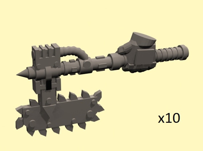 28mm Mordacius chainaxe (+left hand) 3d printed