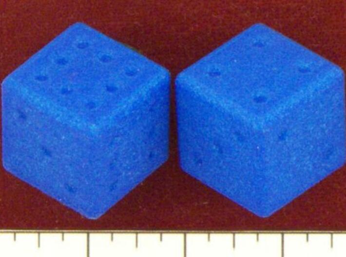 Sicherman Dice 3d printed In Summer Blue Strong & Flexible.  From www.dicecollector.com