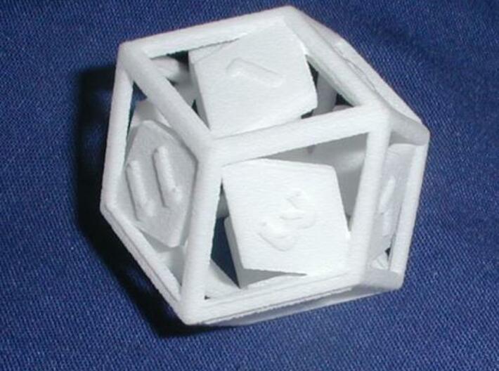 Open Rhombic d12 3d printed Printed in White Strong &amp; Flexible