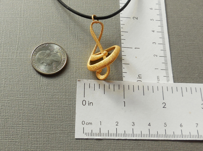 3D Treble Clef Pendant in Polished Steel 3d printed 