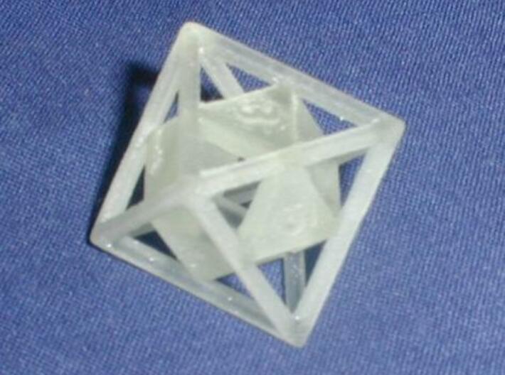 &quot;Open&quot; d8 - Eight-sided die 3d printed Printed in transparent detail.