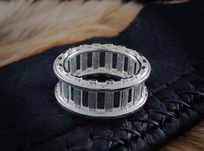 Railroad Ring - Size 9 1/2 (19.35 mm) 3d printed Shown in Polished Silver
