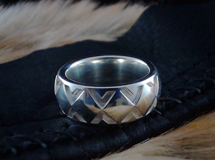 Snake Ring / Diamondback - Size 9  1/2 (19.35 mm) 3d printed Shown in Polished Silver