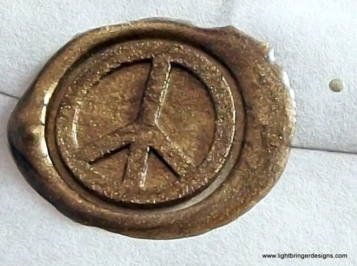 Peace Sign Wax Seal 3d printed Close up of just the impression.