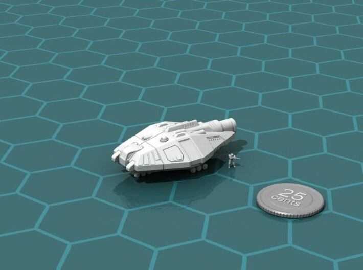 Fast Courier 3d printed Render of the model, with a virtual quarter for scale.