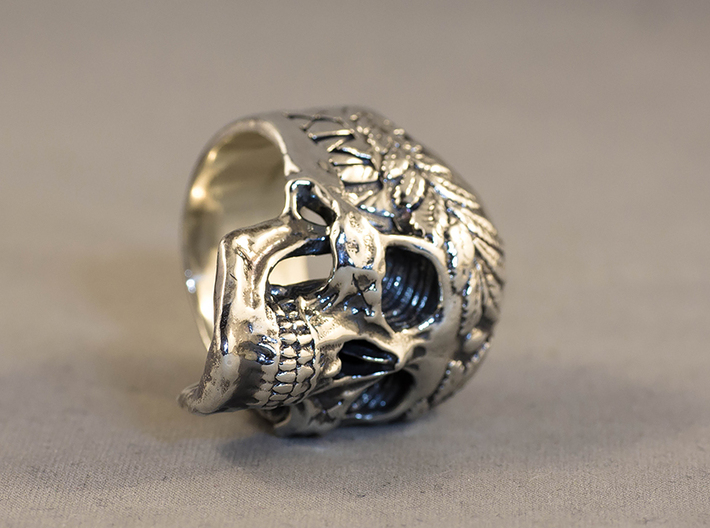 =EPIC CESAR SKULL RING= Size 11.5 3d printed tarnished and polished easily at home, using bleech to tarnish and silver polish to rub tarnish off. 