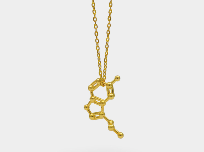 Serotonin Molecule Necklace 3d printed Serotonin necklace gold