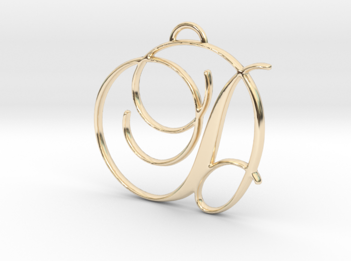 Elegant Script Monogram D Pendant Charm 3d printed