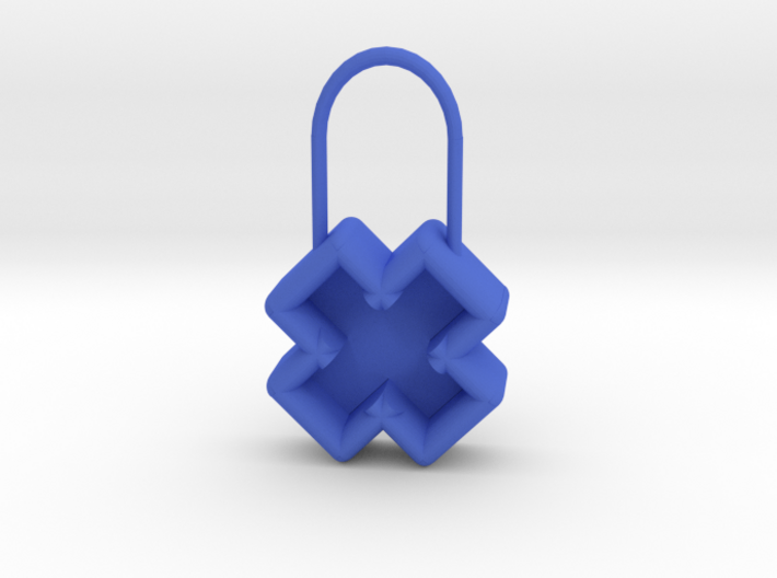 &quot;X&quot; Necklace/Keychain Attachment 3d printed Outer case (blue)