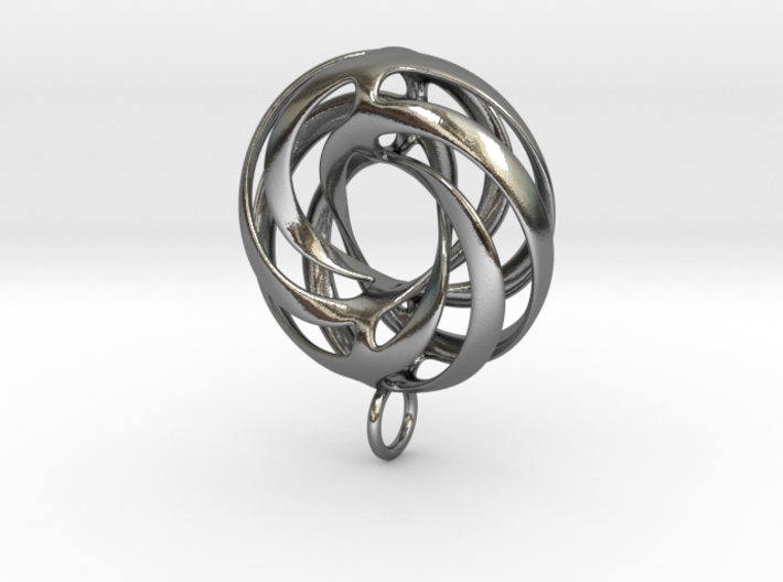 Twisted Torus Pendant in Precious Metals 3d printed 