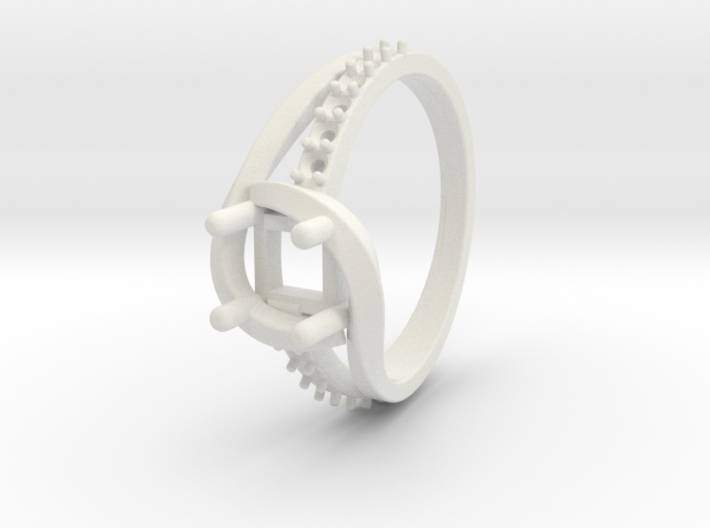 Solitaire With Accents Ring 3d printed