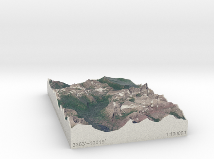Glacier NP, Montana, USA, 1:100000 Explorer 3d printed 