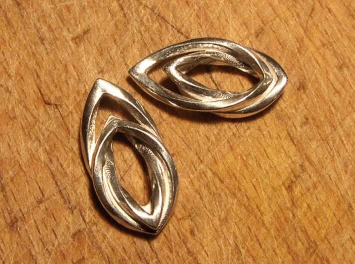 Leaf earrings 3d printed Polished Silver