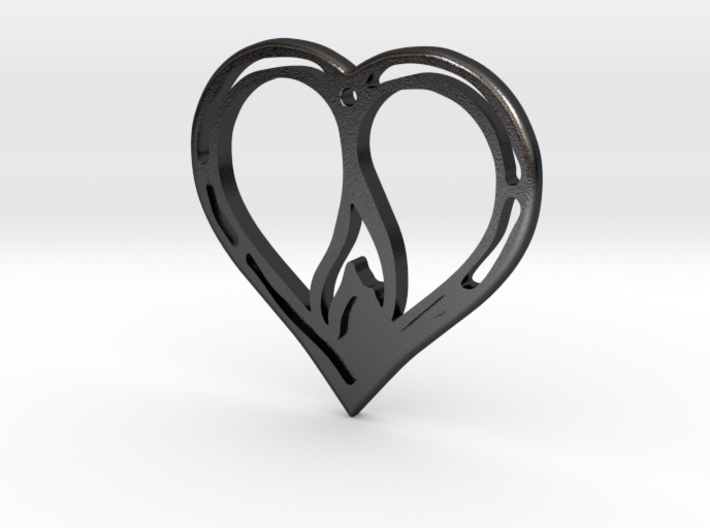 The Flame Heart II (steel pendant) 3d printed