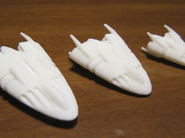 Slipstream II-B 3d printed 1-B and 2-B in WSF. 3-B shown in WSFP for comparison.
