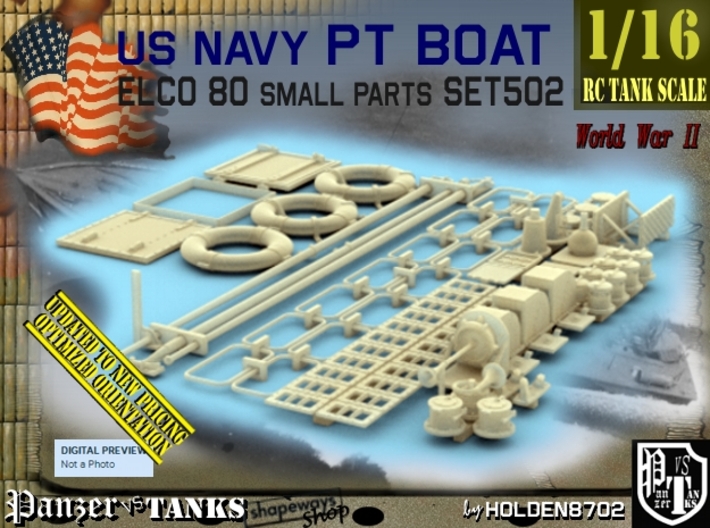 1/16 PT Boat Small Parts Set502 3d printed