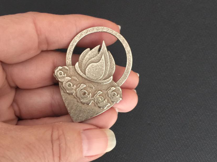 Immaculate Heart of Mary 3d printed Pendant to scale.