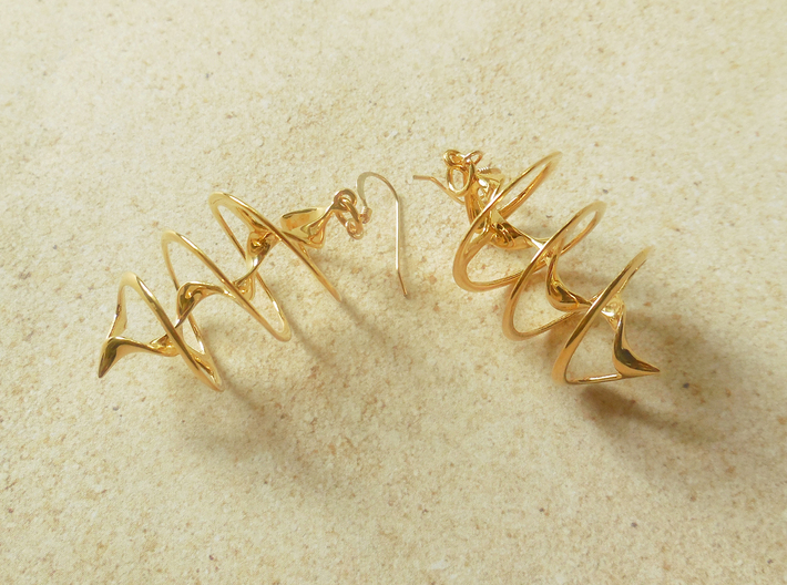 Auger - Earrings in precious metal 3d printed 