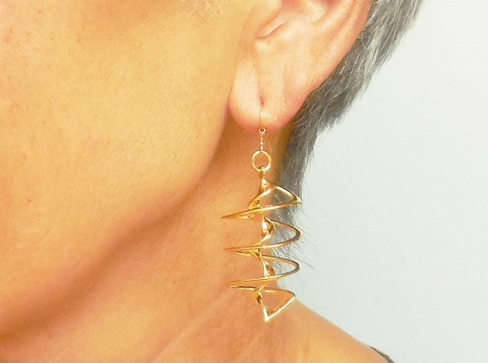 Auger - Earrings in precious metal 3d printed 