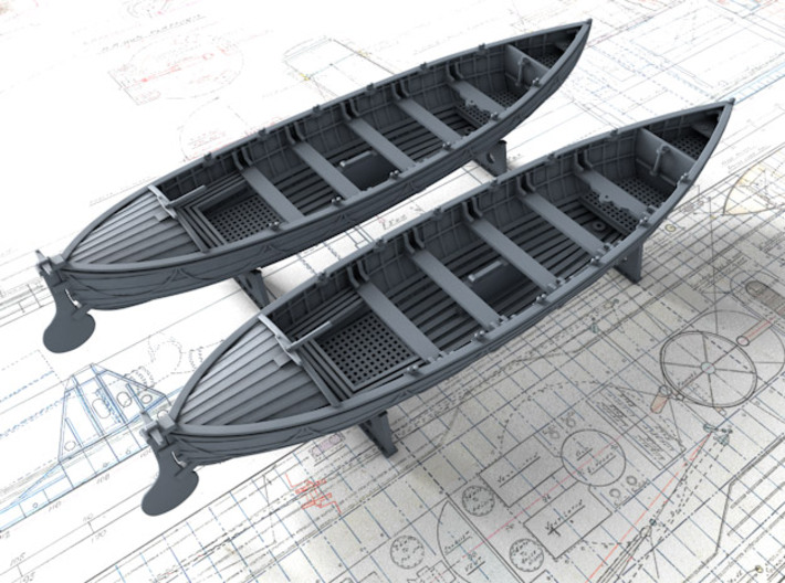 1/200 Royal Navy 27ft Whaler x2 3d printed 3d render showing product detail