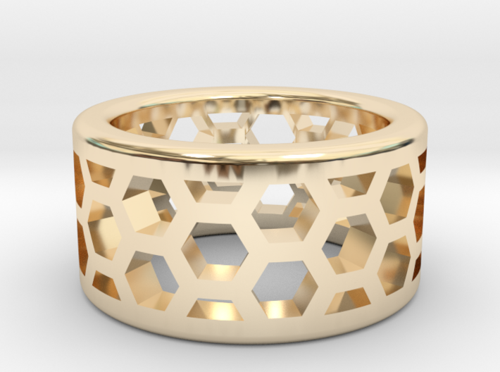 Straight Edge Honeycomb Ring Sizes 10 - 13 3d printed