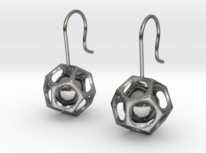 Dodecahedron earrings 3d printed 