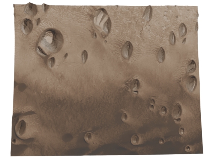 Mars Map: Small Buttes and Dunes in Sepia 3d printed