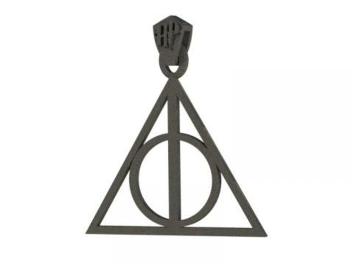 Deathly Hallows Pendant 3d printed Rendered in black