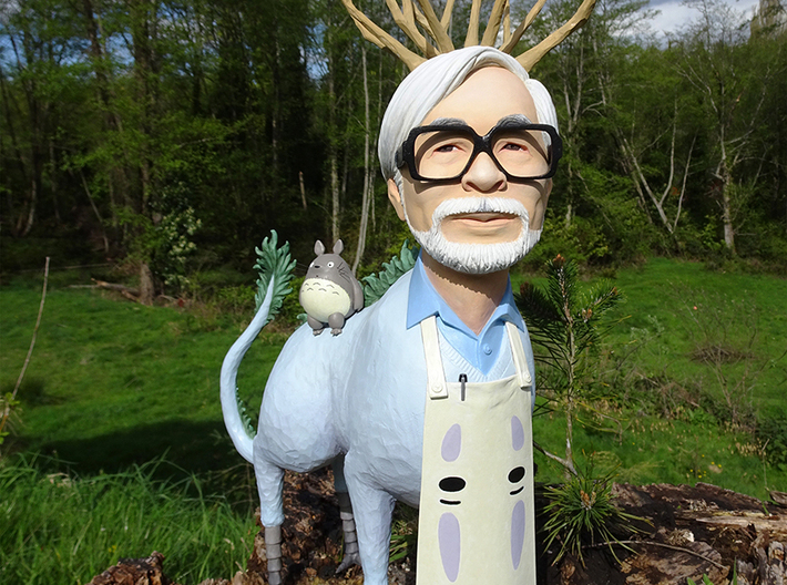The Hiyatoro Miyazaki Spirit 3d printed My original wood sculpture. Your 3D print will be made  from a modified scan of this.