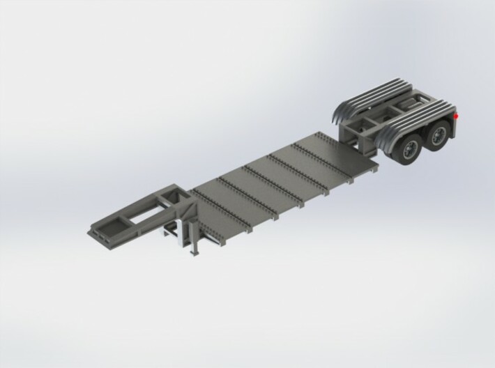 N scale 1/160 Lowboy Heavy Duty 3d printed CAD render showing deck plates/rivets.