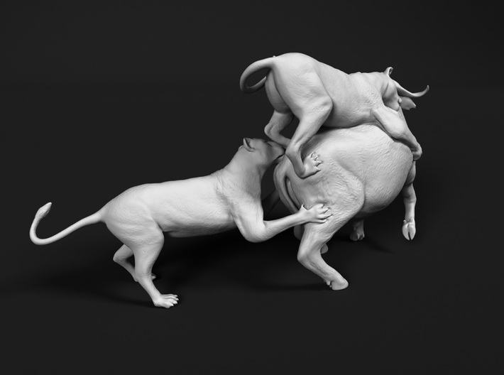 Cape Buffalo 1:24 Attacked by Lions 3d printed 