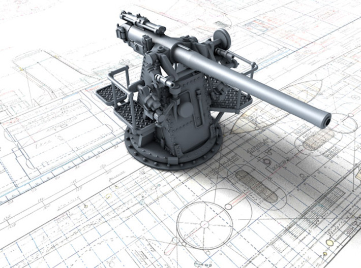 1/144 RN 4"/45 (10.2 cm) QF MKV MKIII x4 3d printed 3d render showing product detail