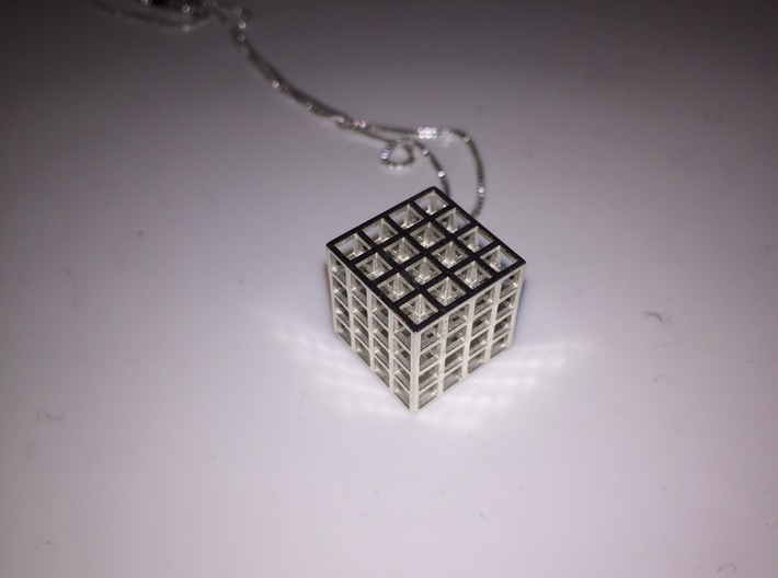 Mesh Cube Necklace  3d printed 