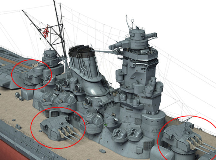 1/350 IJN 15.5cm / 60 3rd Year Type naval turret 3d printed 