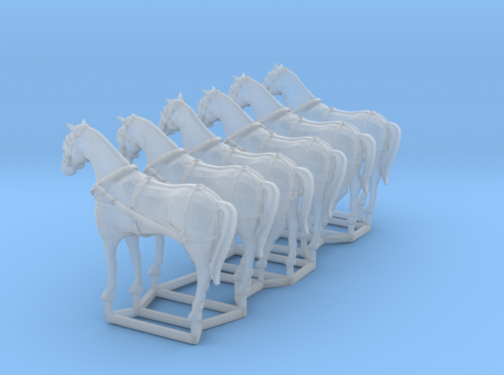 6 pack HO scale horses with harnesses 3d printed