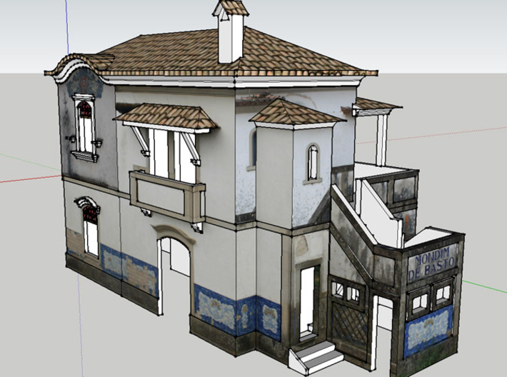 Portuguese Train Station 1:87 Scale 3d printed Back-Side