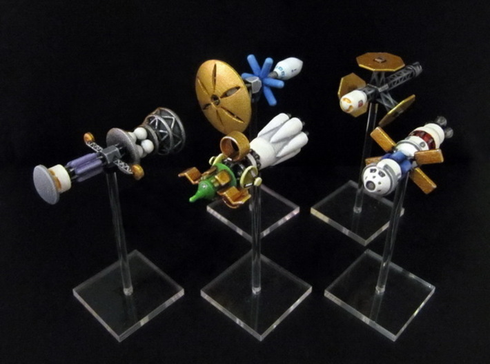 Spaceships (5 pcs) - High Frontier 3d printed Hand-painted White Strong Flexible