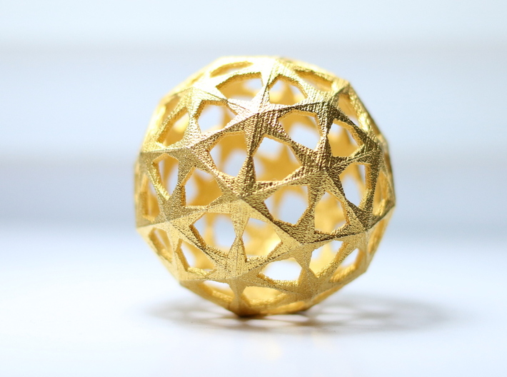 Star Sphere 3d printed Star Sphere in Polished Gold Steel