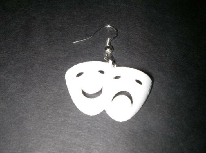 Comedy Tragedy Mask Earrings (pair) 3d printed printed, not sanded