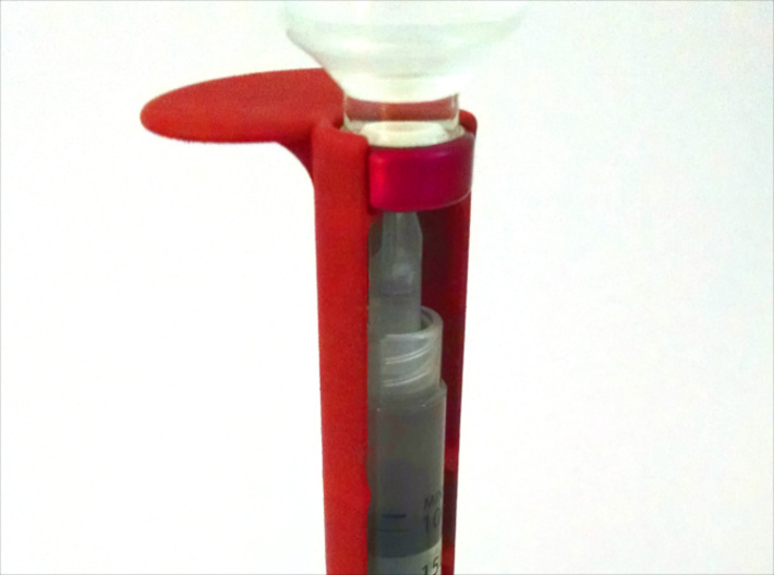 OmniPod Fill Assistant 3d printed Holds insulin vial and syringe tight for easy filling and removal of air bubbles.