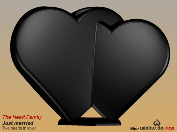 Heart Family - Just married! (small size) 3d printed