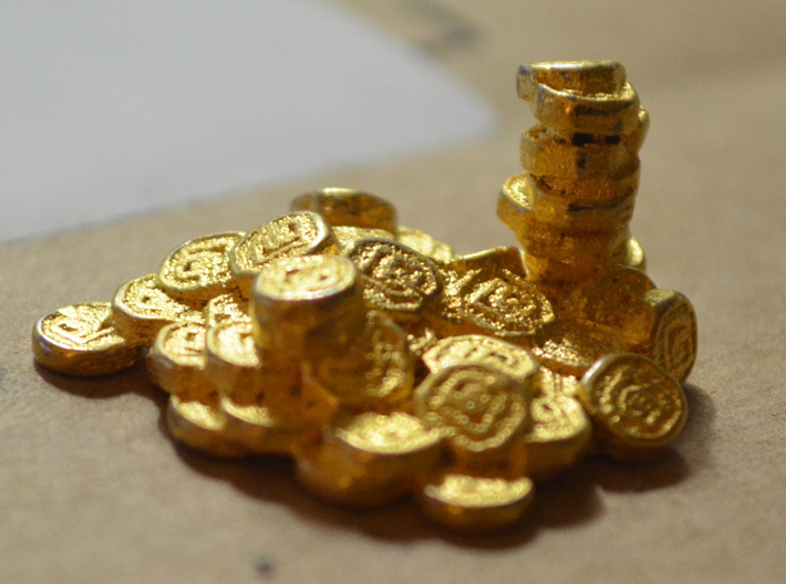 Pile of Shanix (1" diameter) 3d printed Polished gold steel pile of shanix