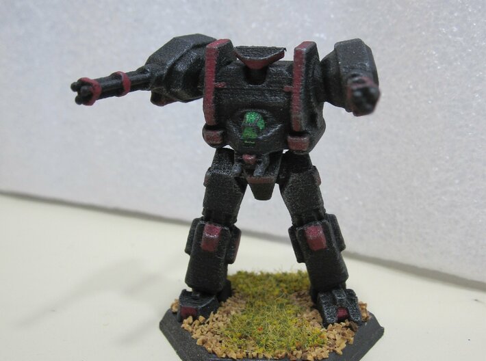 Mecha- Hunter Pose 2 (1/285th) 3d printed Painted by Devin Ramsey (Sumaire) in 'Dreadnought BattleCorps' colors for use in Battletech tabletop wargaming