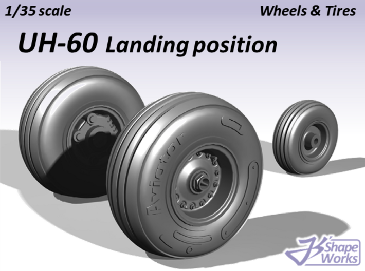 1/35 UH-60 Wheels &amp; Tires Landing position 3d printed