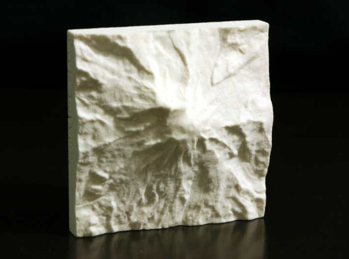 3'' Mt. Rainier, Washington, USA, Sandstone 3d printed Photo of actual model, North is up.