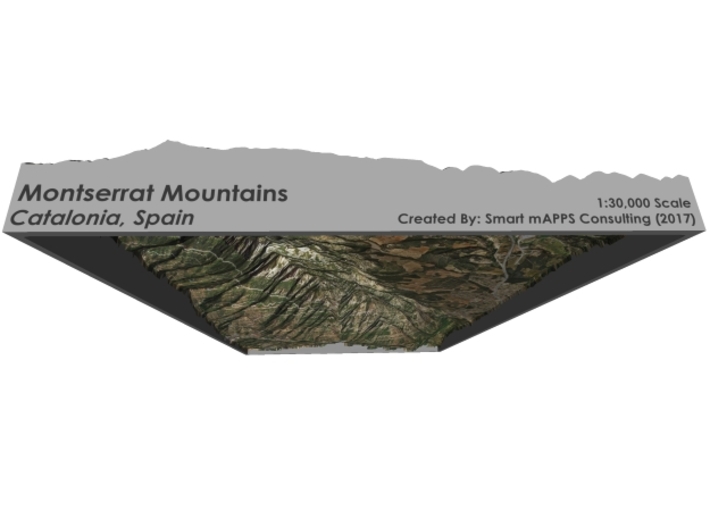 Montserrat Mountains Map: A4 Size 3d printed 