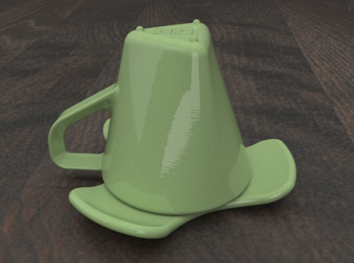 'Dark coffee' saucer 3d printed Avocado green finish